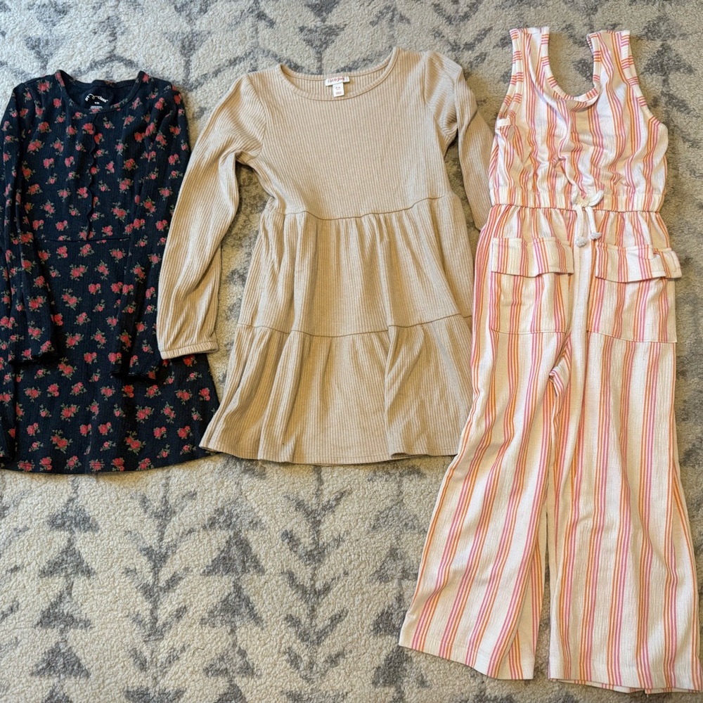 Striped Jumpsuit and Dresses Set